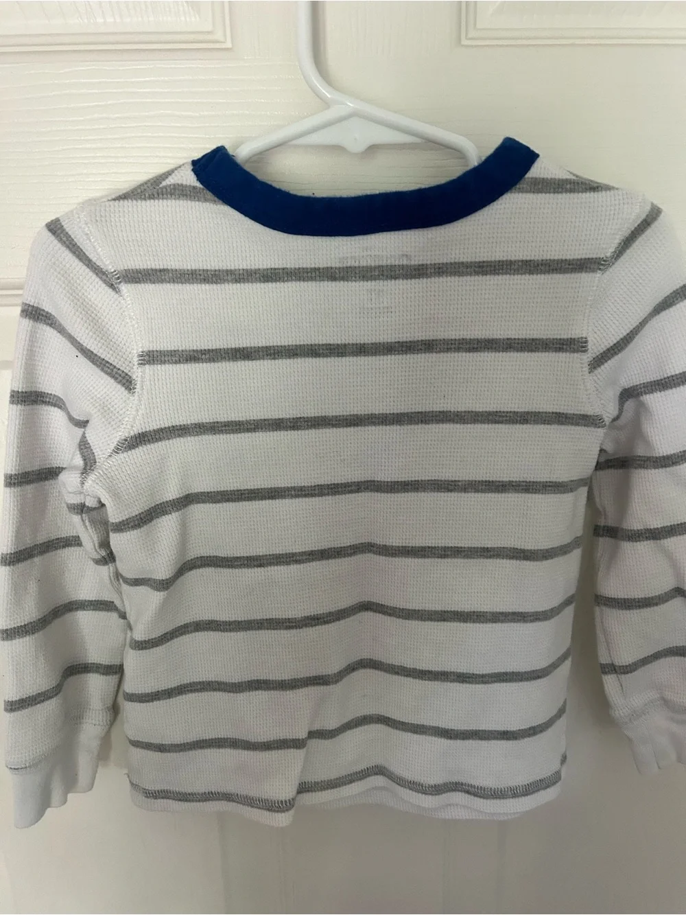 toddler Boys, OshKosh B'gosh, White & Gray Striped 'Super Hero' Long-Sleeve 3T